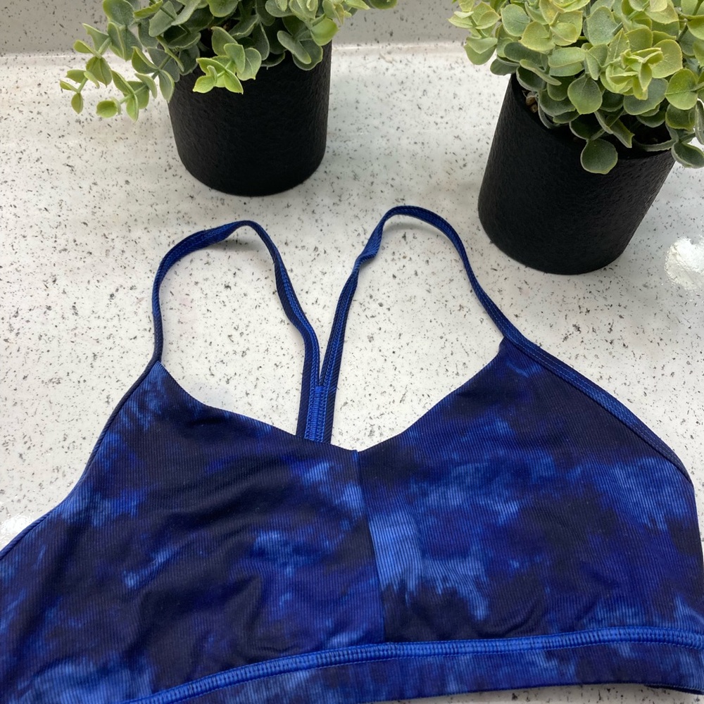 Fleo Blue Tie-Dye Strappy Sports Bralette